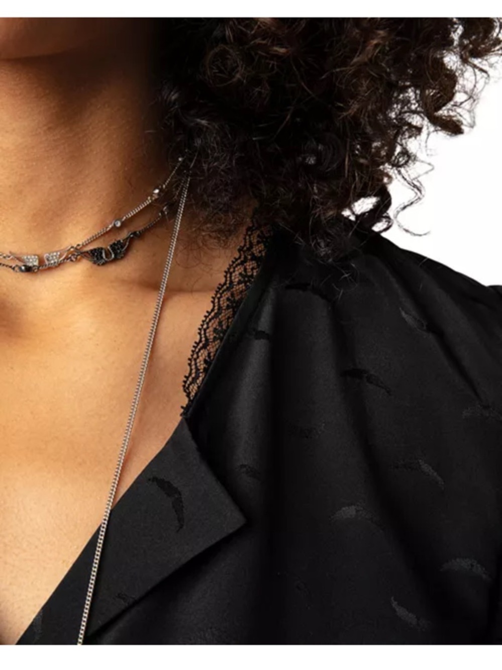 🌟NWT🌟 ZADIG & VOLTAIRE Tiffany Jacquard Wings Silk Blouse In Black - Picture 7 of 10